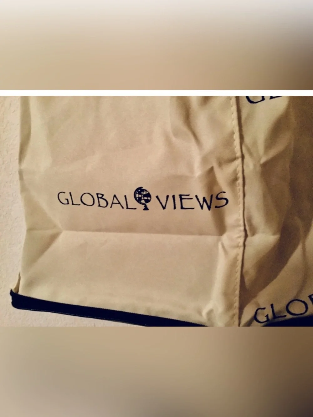 Global Views Black Leather Foldable Portable travel tote bag - Picture 4 of 10